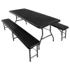Saliekams dārza galds 180 cm + 2 soliņi - melns