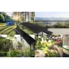 Folding garden table 180cm + 2 benches - black