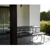 Folding garden table 180cm + 2 benches - black