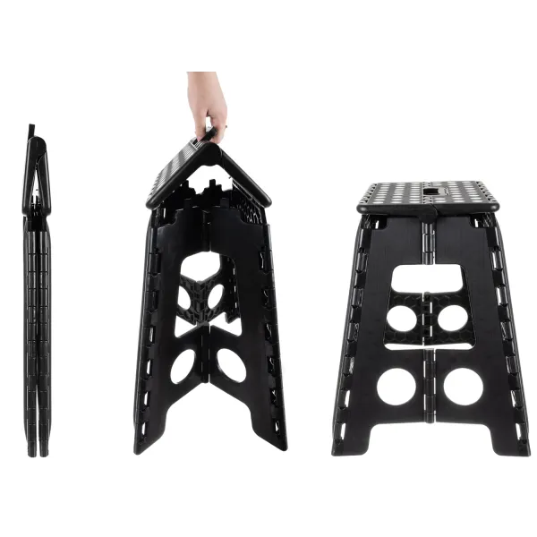 Folding stool black and white 39cm