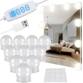 LED spoguļa/tualešu galdiņa lampiņas - 10 gab.
