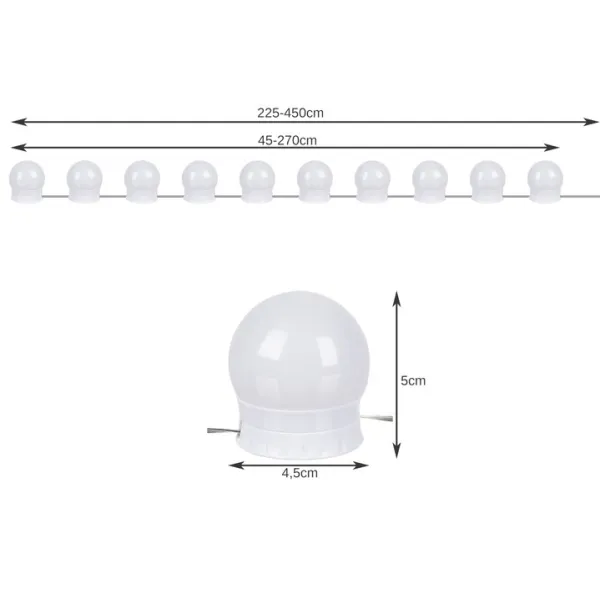LED spoguļa/tualešu galdiņa lampiņas - 10 gab.