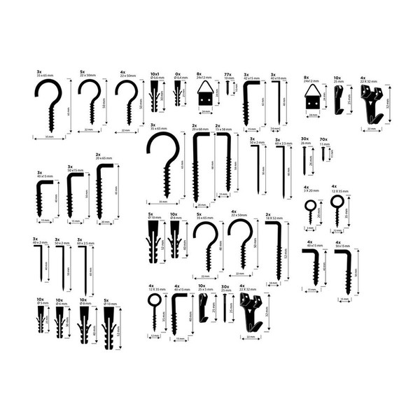 Набор крючков, винтов с глазком и вешалок Black & Decker 198 Предметы