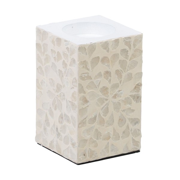 Svečturis Bēšs Perlamutrs Koks MDF 10,5 x 10,5 x 16 cm