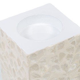 Svečturis Bēšs Perlamutrs Koks MDF 10,5 x 10,5 x 16 cm