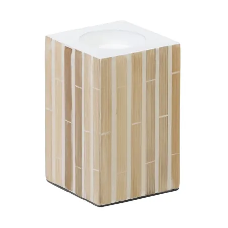 Svečturis Bēšs Bambuss Koks MDF 10,5 x 10,5 x 16 cm