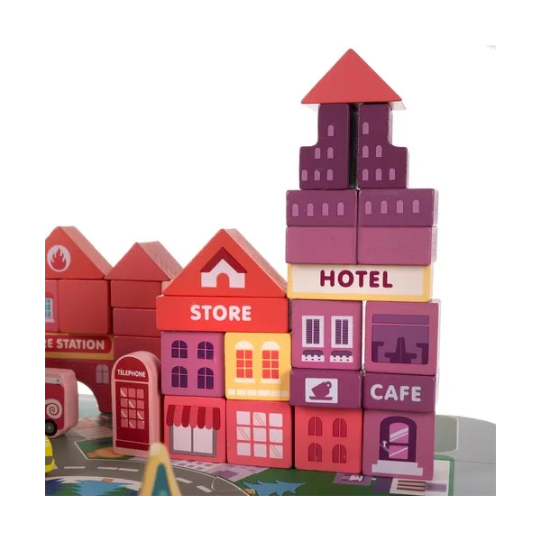 Wooden blocks - city 100pcs Kruzzel 19159