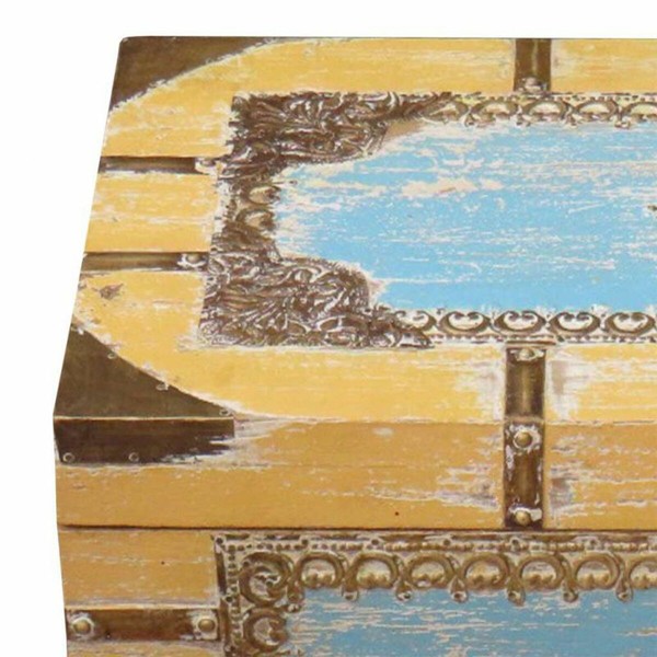 Pūra lāde Alexandra House Living Dzeltens Zils Mango koks 28 x 27 x 50 cm Tradicionālais stils