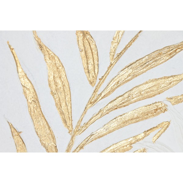 Картина Главная ESPRIT Белый Золотой Холст МДФ Дерево Модерн Лист растения 42 x 4 x 42 см (2 шт.)