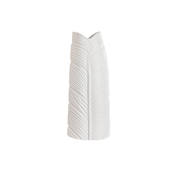 Vāze Home ESPRIT balta keramikas tropu auga lapa 21 x 10 x 50 cm