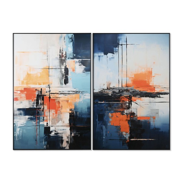 Paveikslas namams ESPRIT mėlynai balta abstrakčioji miesto 80 x 3,5 x 120 cm (2 vnt.)
