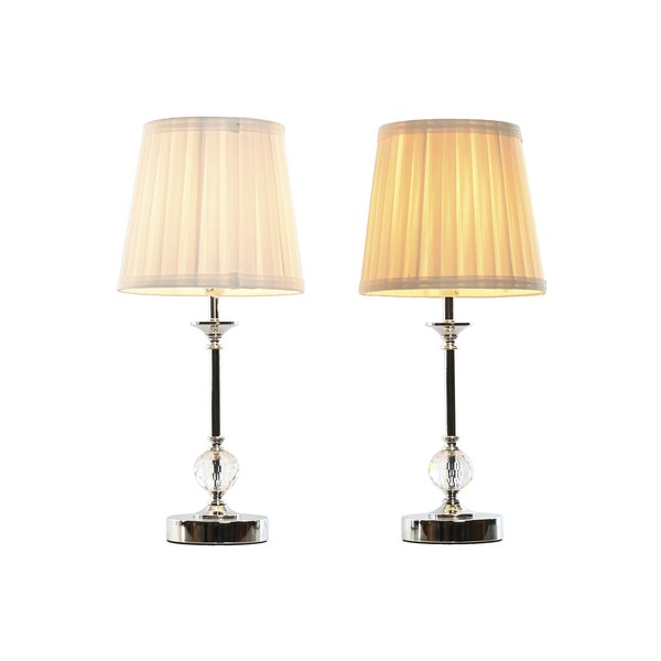 Galda lampa Home ESPRIT baltā bēšā metāla 25 W 220 V 20 x 20 x 46 cm (2 gab.)