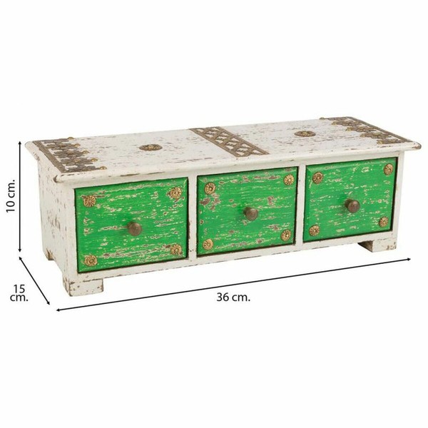 Dėžutė Alexandra House Living Balta Žalia Žalvaris Medžio MDF 15 x 10 x 36 cm 3 stalčiai