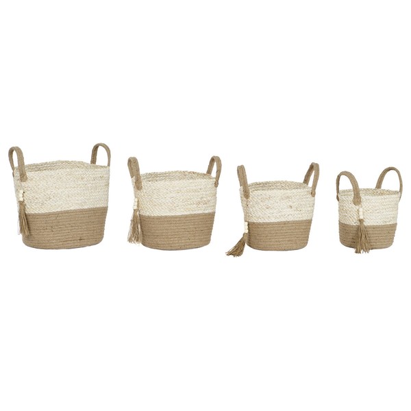 Basket set Home ESPRIT Natural Light brown Jute Corn fiber Modern 40 x 40 x 41 cm