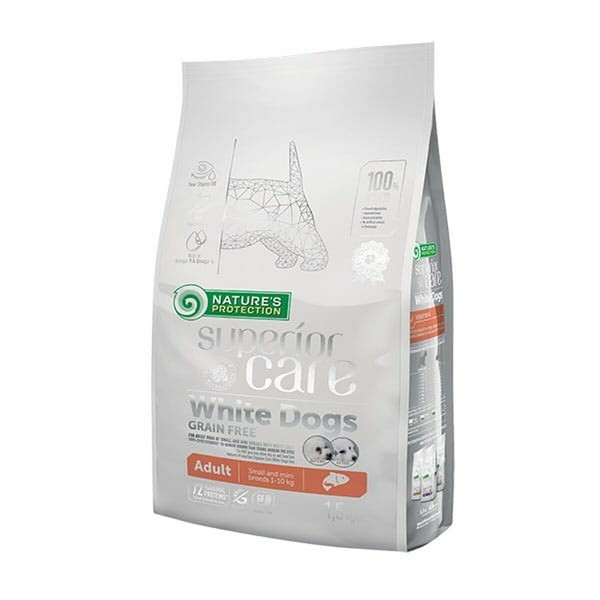 Lopbarība NATURE'S PROTECTION Superior Care White Dogs Laša krāsas 1,5 Kg