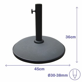 Marbueno Base Sombrilla Redonda 45x36 cm 20KG Gris Jardín, Piscina, Terraza