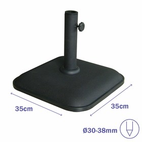 Marbueno Square Umbrella Base Cement 35X35X5.2 cm 11KG Black Garden Pool Terrace 10455