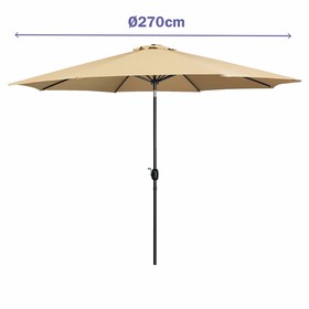 Marbueno Parasol Acero 8 Varillas 270 cm Poliéster Marrón Jardín Piscina 10482