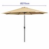 Marbueno Parasol Acero 8 Varillas 270 cm Poliéster Marrón Jardín Piscina 10482