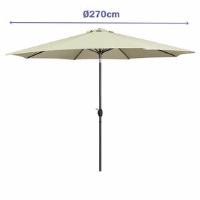 Marbueno Umbrella Steel 8 Ribs D270 cm Polyester Beige Garden, Pool, Terrace 10483