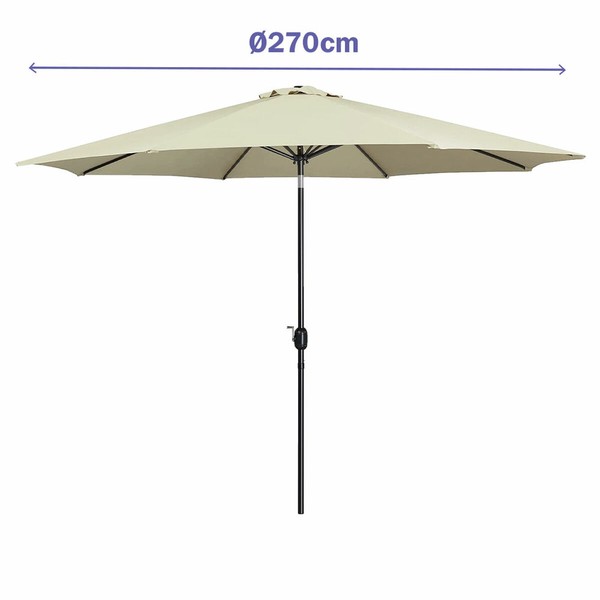 Marbueno Umbrella Steel 8 Ribs D270 cm Polyester Beige Garden, Pool, Terrace 10483