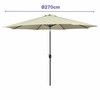 Marbueno Umbrella Steel 8 Ribs D270 cm Polyester Beige Garden, Pool, Terrace 10483