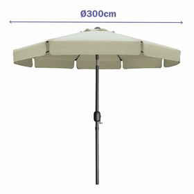 Marbueno Parasol Acero 8 Varillas D300 cm Poliéster Beige Jardín, Piscina 10490