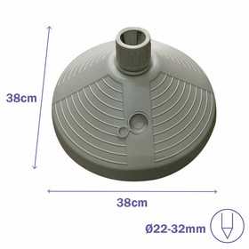 Marbueno Base Umbrella Round Plastic 38x38x14 cm 10L White Garden, Pool, Terrace 10502