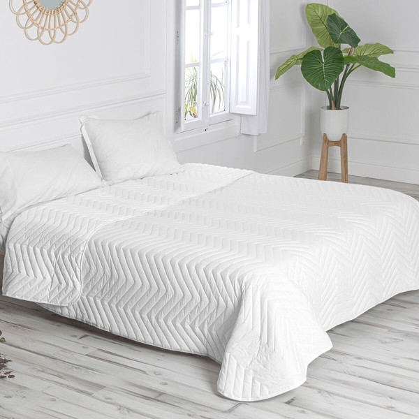 Bedspread (quilt) HappyFriday BASIC White Single 180 x 260 cm 33 x 16 x 43 cm