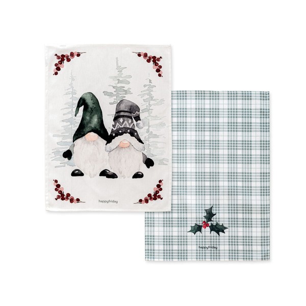 Set of Cloths HappyFriday Xmas Gnomes  Multicolour 70 x 50 cm 15 x 1 x 38 cm (2 Pieces)