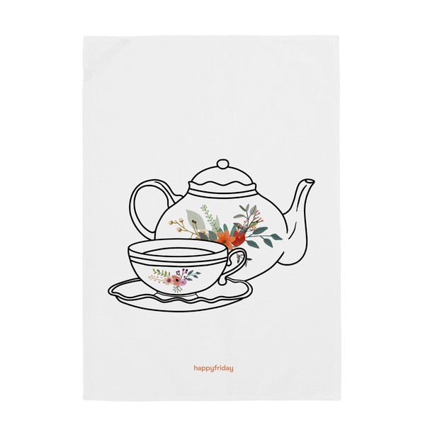 Virtuves Dvielis HappyFriday Time To Tea Daudzkrāsains 70 x 50 cm (2 gb.)