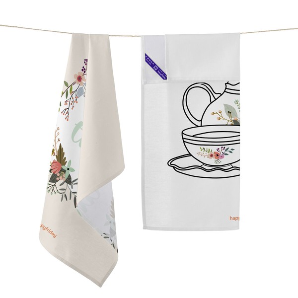Virtuvės šluostė HappyFriday Time To Tea Spalvotas 70 x 50 cm (2 vnt.)