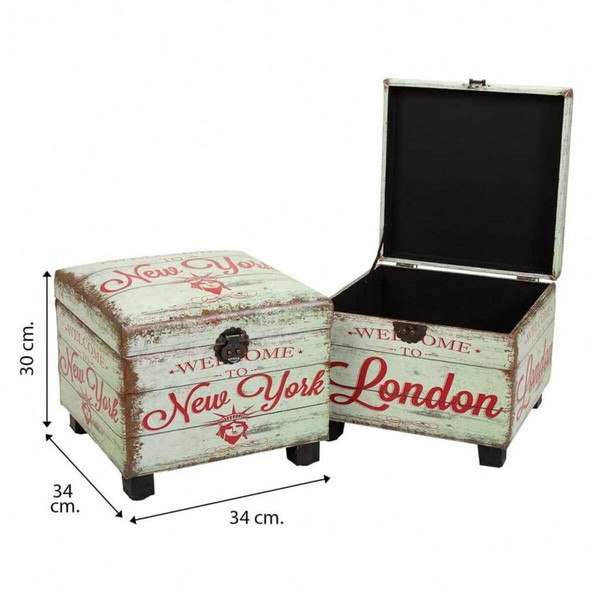 Set of stools Alexandra House Living PVC MDF Wood 3 Pieces