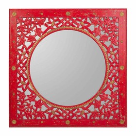 Wall mirror Alexandra House Living Red 1 x 84 x 84 cm Rectangular