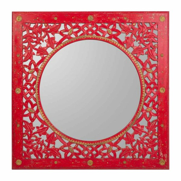 Wall mirror Alexandra House Living Red 1 x 84 x 84 cm Rectangular