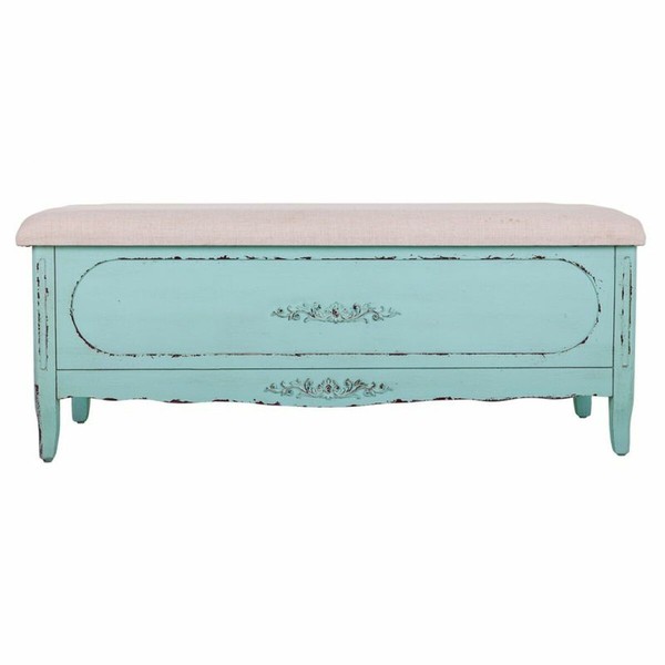 Bench Alexandra House Living Blue Sponge Fir wood MDF Wood 43 x 48 x 120 cm