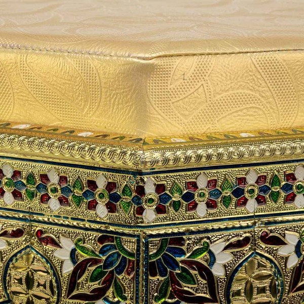 Taburetė Alexandra House Living Geltona Aliuminis Medžio MDF 11 x 42 x 38 cm