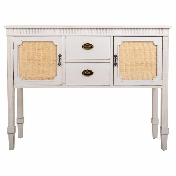 Sideboard Alexandra House Living White Rattan Fir wood 36 x 82 x 108 cm