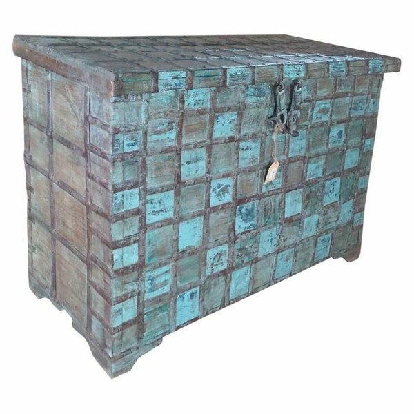 Pūra lāde Alexandra House Living Zils Dzelzs Akācija Mango koks 46 x 86 x 130 cm