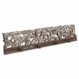 Wall mounted coat hanger Alexandra House Living Tummanruskea Rauta Mangopuu 5 x 12 x 50 cm