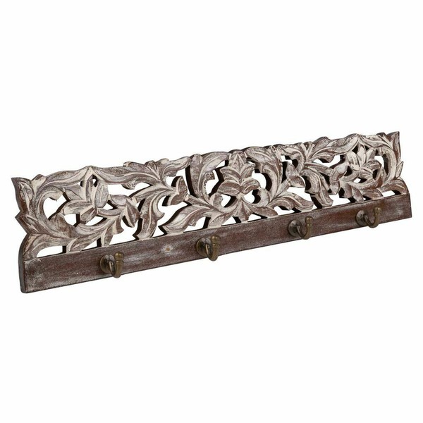 Wall mounted coat hanger Alexandra House Living Tummanruskea Rauta Mangopuu 5 x 12 x 50 cm