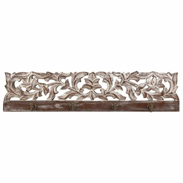 Wall mounted coat hanger Alexandra House Living Tummanruskea Rauta Mangopuu 5 x 12 x 50 cm