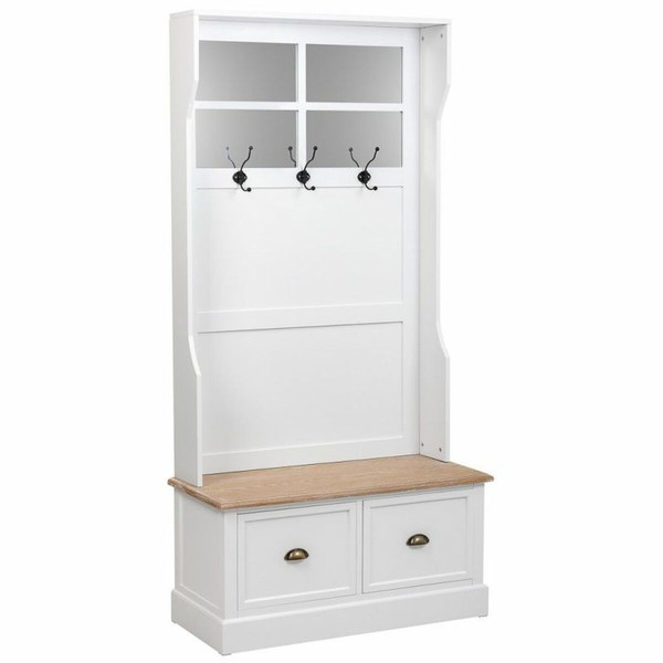 Вешалка с полкой Alexandra House Living Белый Коричневый сплав цинка Деревянный MDF 39 x 184 x 92 cm