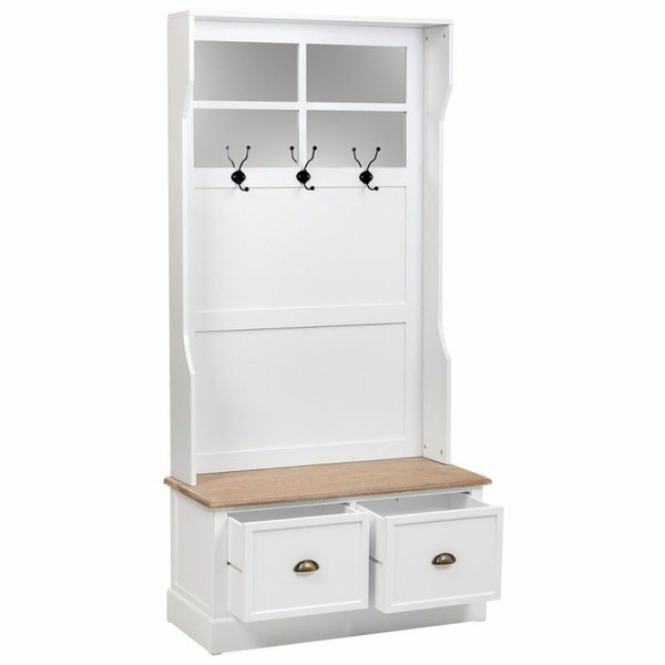 Coat rack with shelf Alexandra House Living White Brown Zinc Alloy MDF Wood 39 x 184 x 92 cm