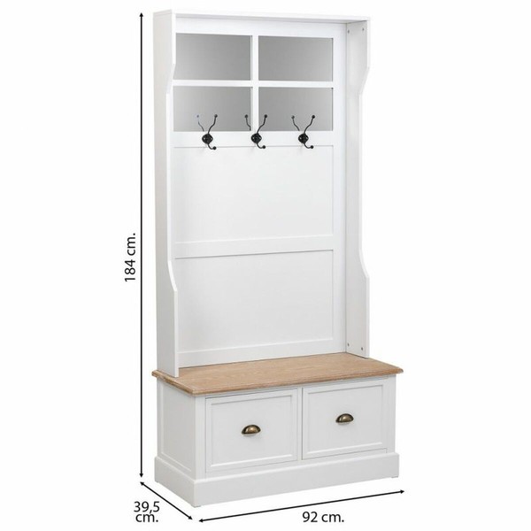Paltai su lentyna Alexandra House Living Balta Ruda Cinko lydinys Medžio MDF 39 x 184 x 92 cm
