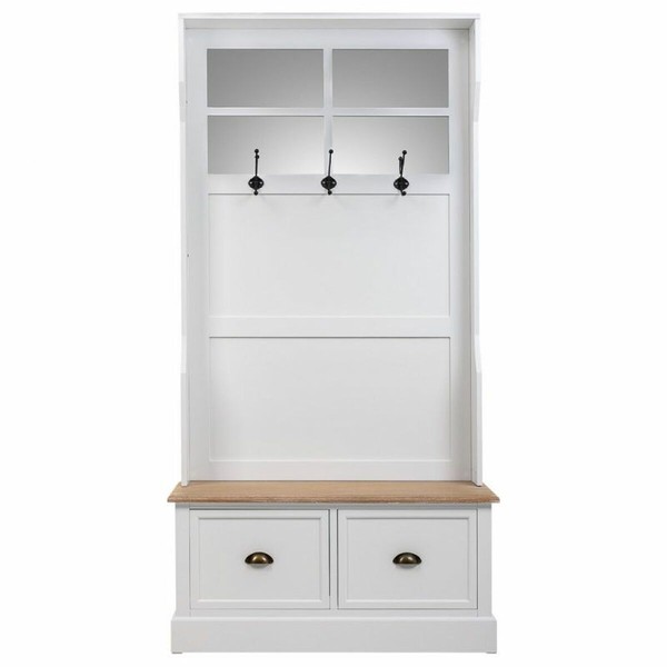 Paltai su lentyna Alexandra House Living Balta Ruda Cinko lydinys Medžio MDF 39 x 184 x 92 cm