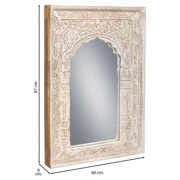 Sieninis veidrodis Alexandra House Living Kreminė 6 x 60 x 87 cm Stačiakampis