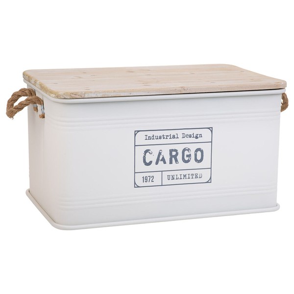 Arkku Alexandra House Living Cargo Valkoinen Hamppu Metalli Kuusi 38 x 60 x 33 cm