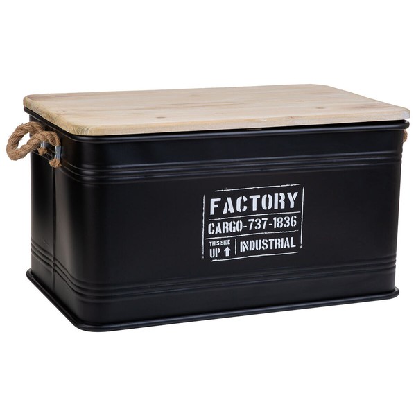 Сундук Alexandra House Living Factory Чёрный конопля Металл древесина ели 38 x 60 x 33 cm