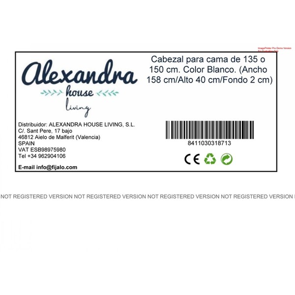 Headboard Alexandra House Living White 158 x 40 x 18 cm